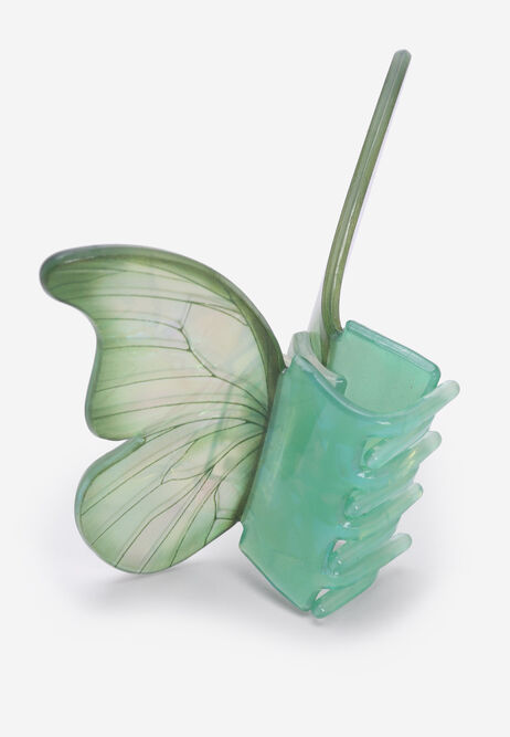 Womens Green Butterfly Claw Hair Clip