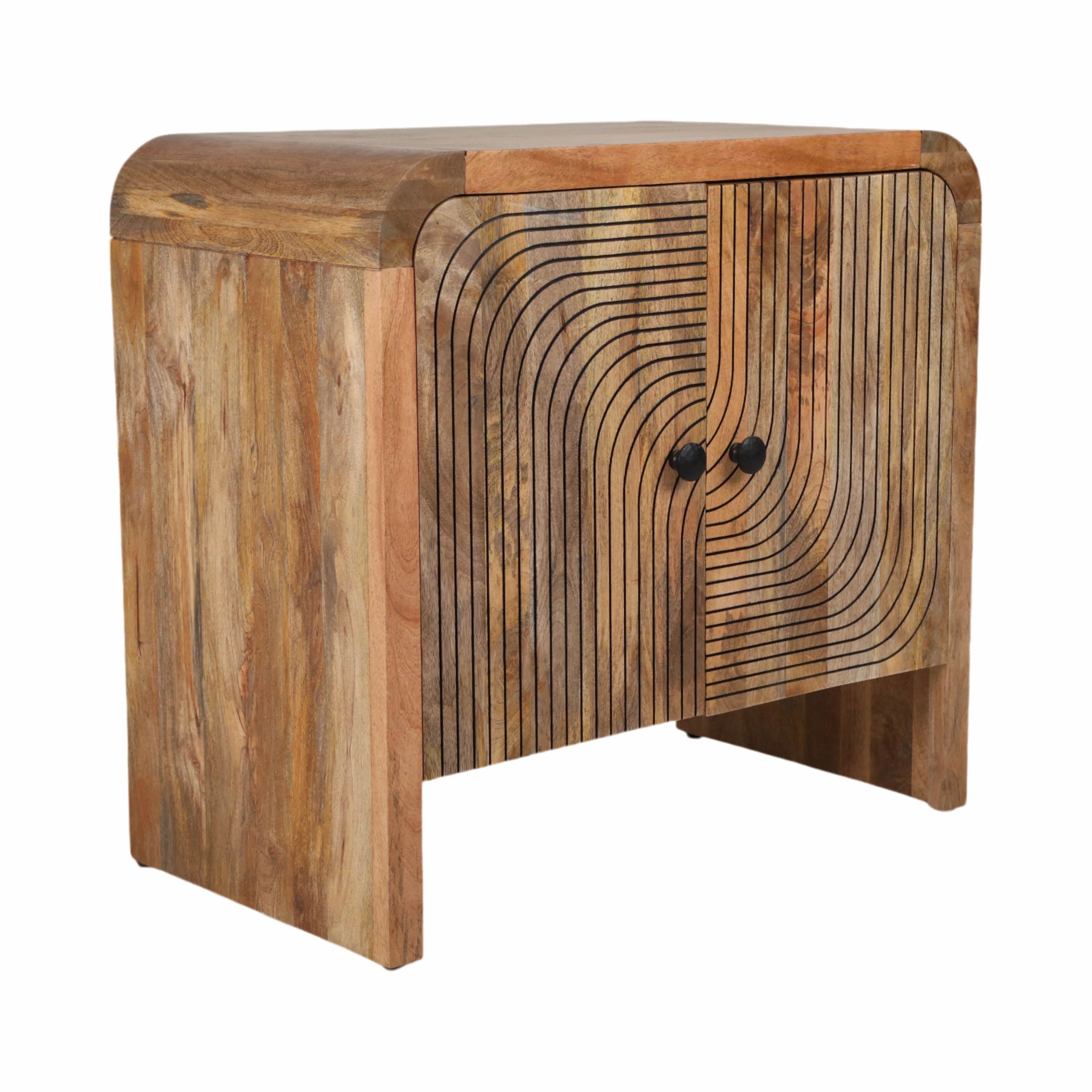 Sagebrook Home Boho Style 32 Brown Mango Wood and MDF Cabinet with Carved Accent Front - 32 x 18 x 30