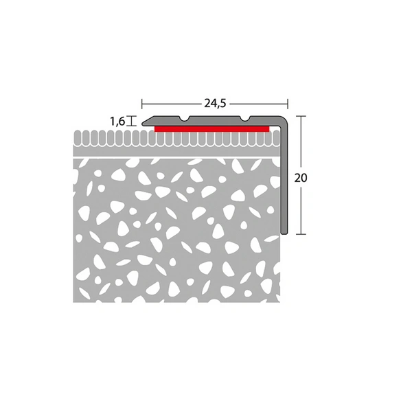 Winkelprofil, BxL: 24,5 x 1000 mm, Höhe: 20 mm, edelstahlfarben