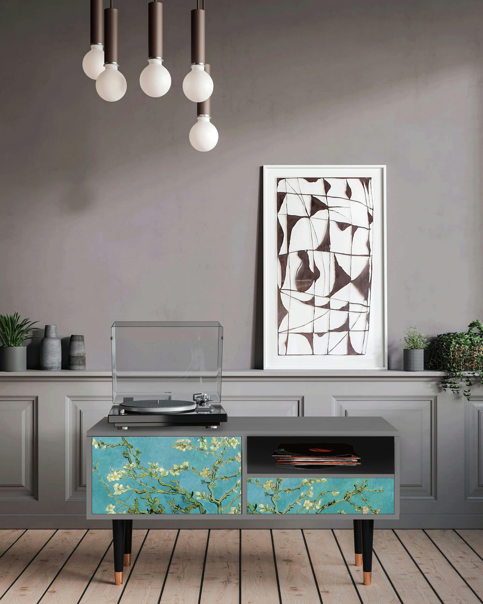 ALMOND BLOSSOM BY VAN GOGH - Meuble TV  bleu 1 tiroir et 1 porte L 115 cm