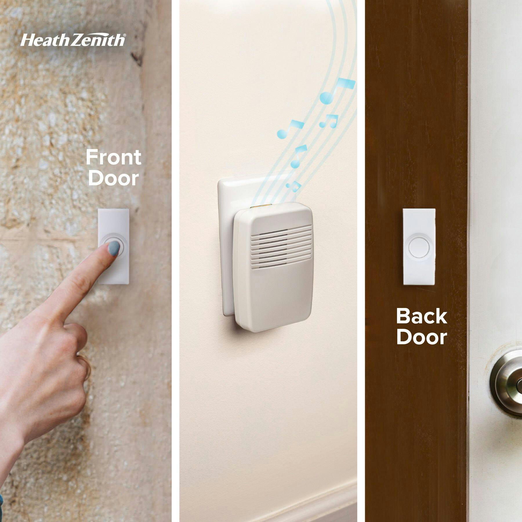 Globe Wireless Plug-In 85-db 100-ft 3-Tune Doorbell Chime, 2 Push Button, White