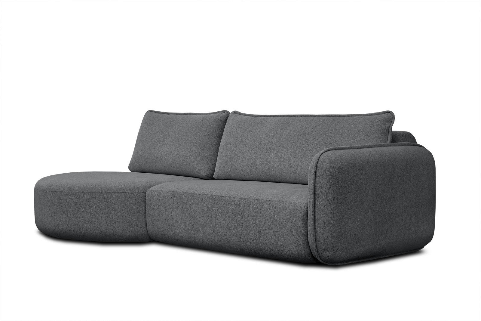 IPSUM - Canapé d'angle gauche 3 places avec l'île tissu noir