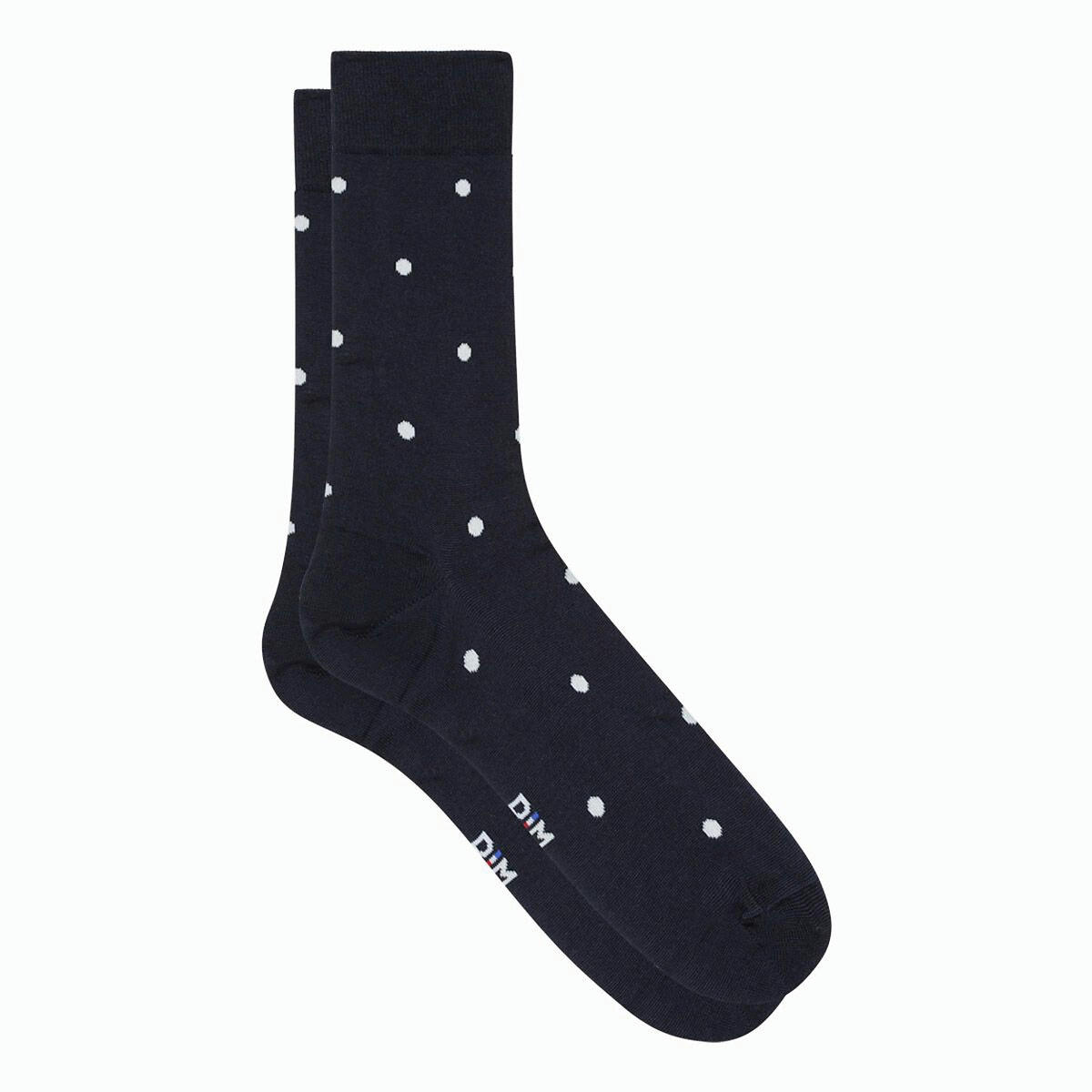 Paire de chaussettes hautes à pois en fil d'Écosse