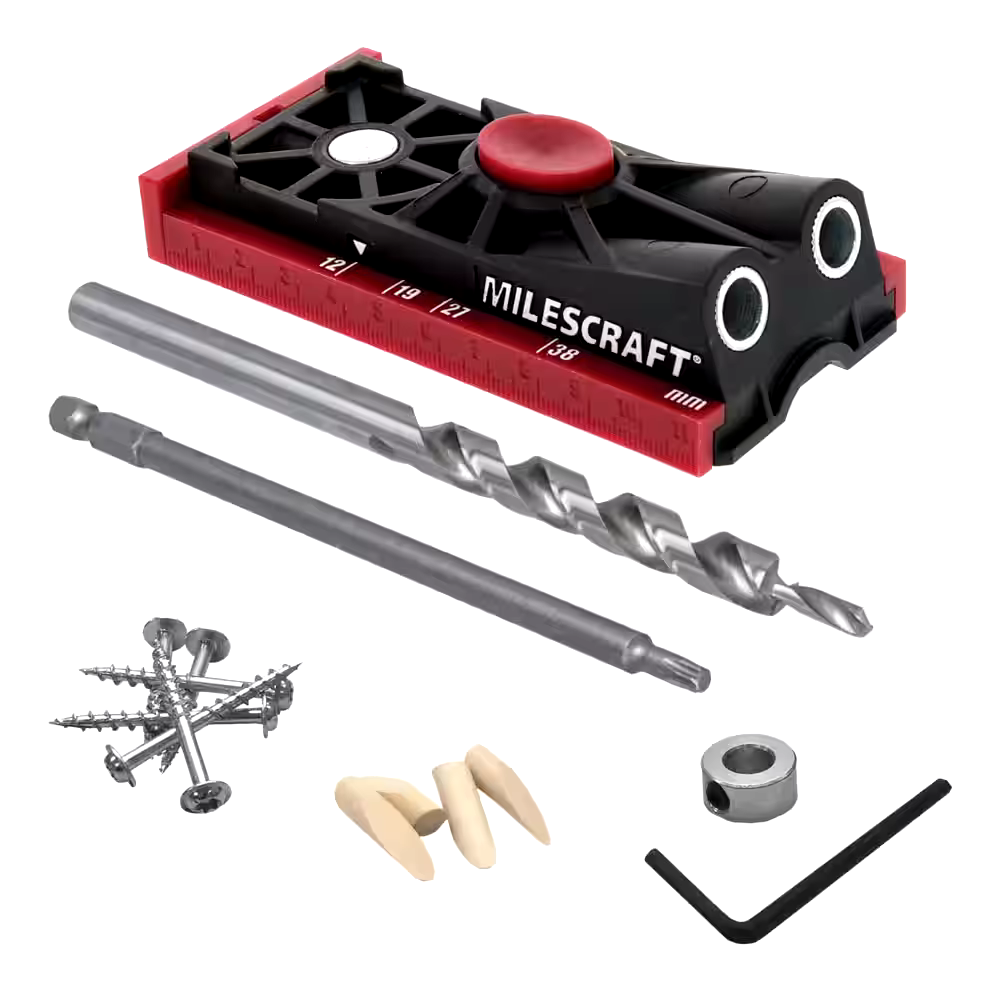 Milescraft PocketJig200 Complete Pocket Hole Kit with Jig, Bit, Screws & Drivers