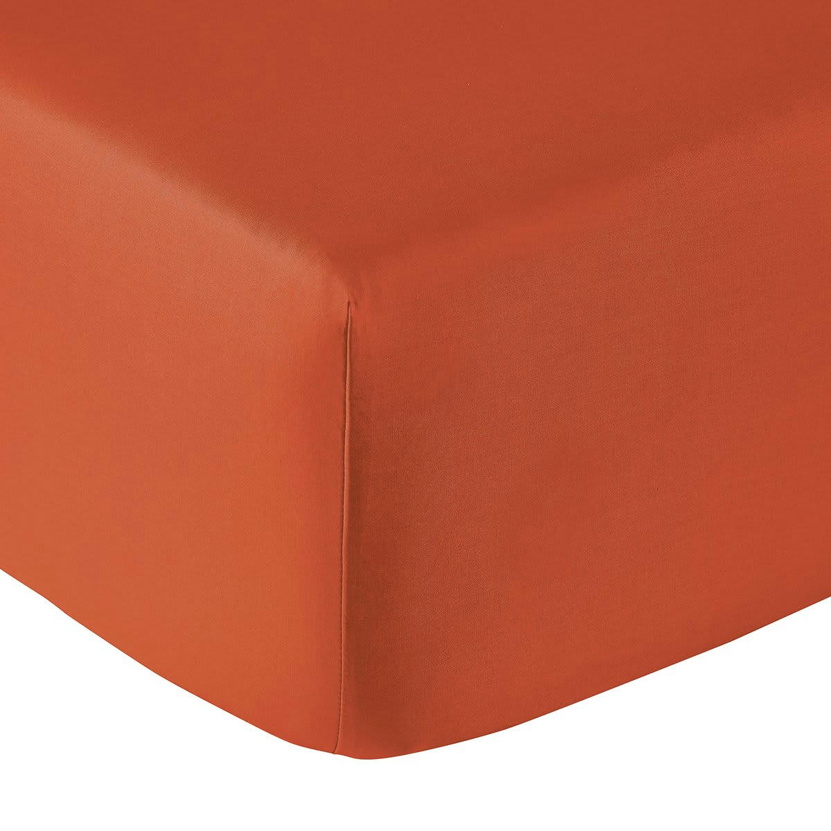 VEXIN - Drap housse coton terracotta uni 180x200 cm