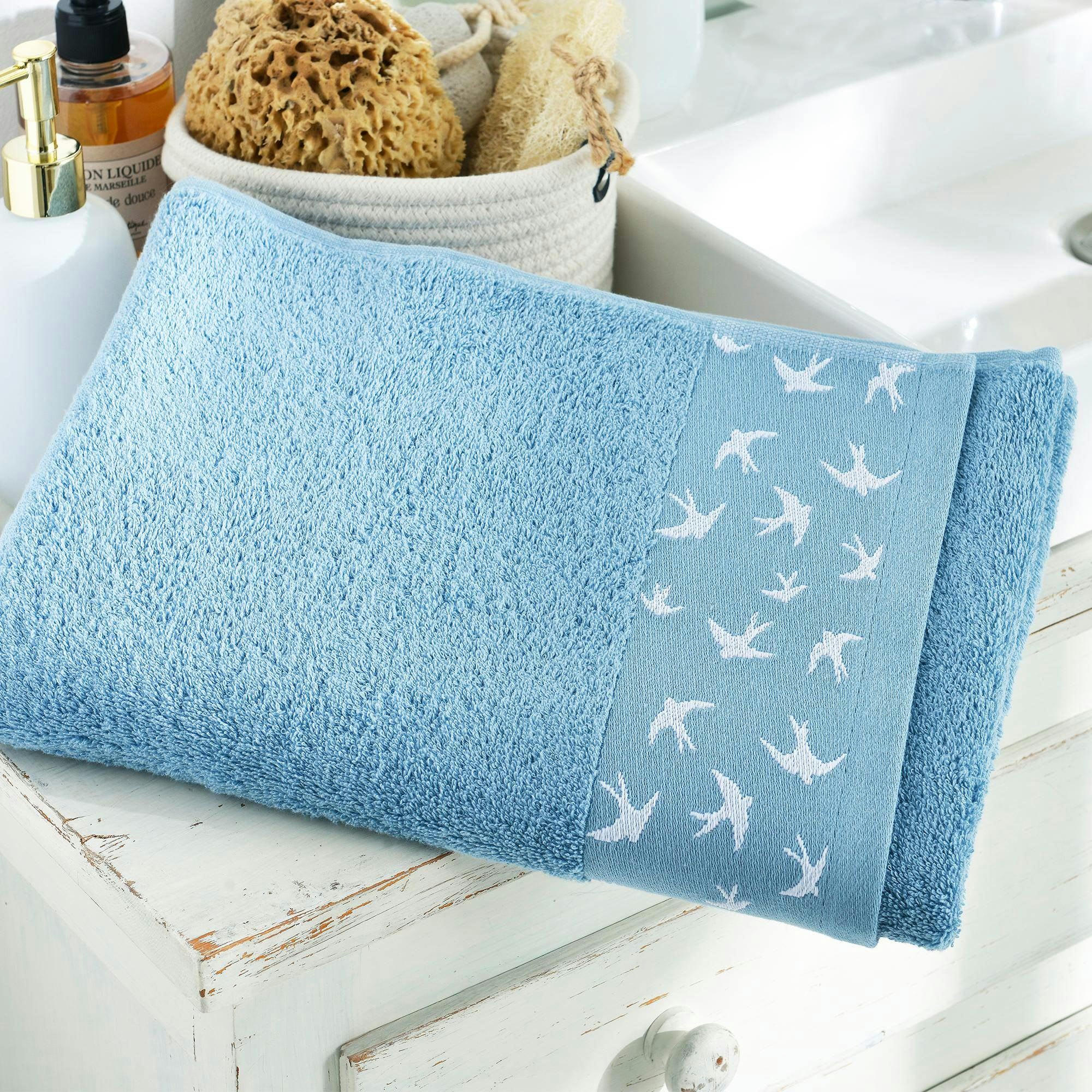 VOLHIRONDELLE - Serviette de toilette 50x90 bleu glacier en coton 450 g/m²