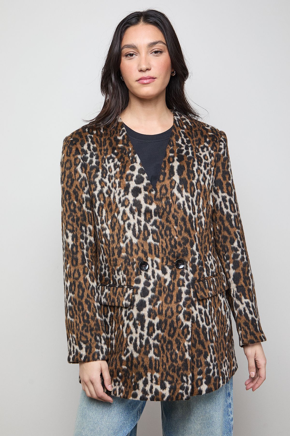 Oasis Collarless Blazer Coat