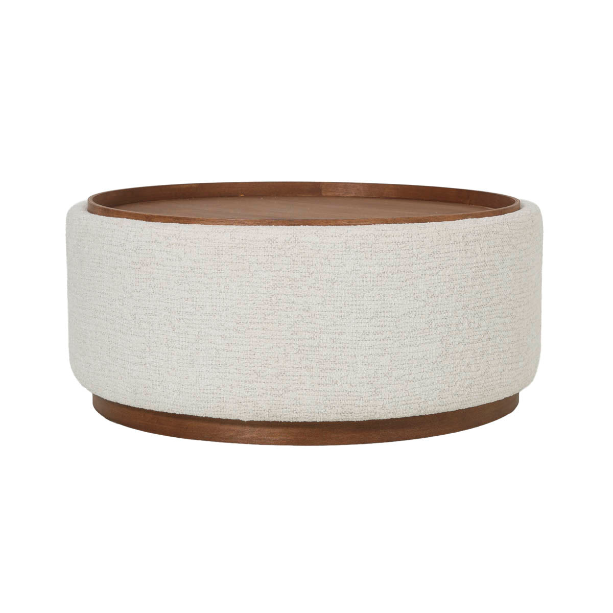 DÉJA Living Salontafel Marcia - Rond Beige/Walnoot - Incl. Opbergruimte - Ø83cm