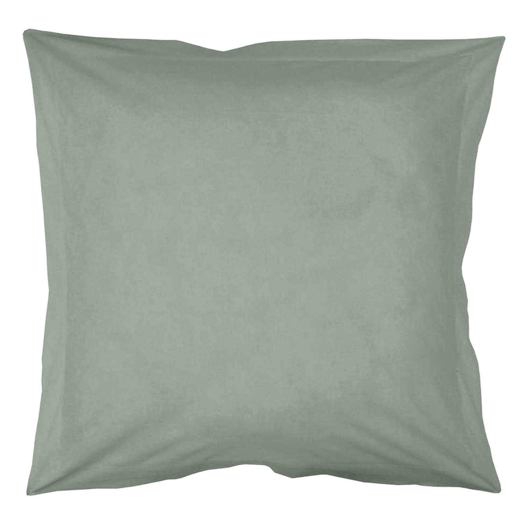 - Taie d'oreiller unie en coton bio vert olive 65x65 cm