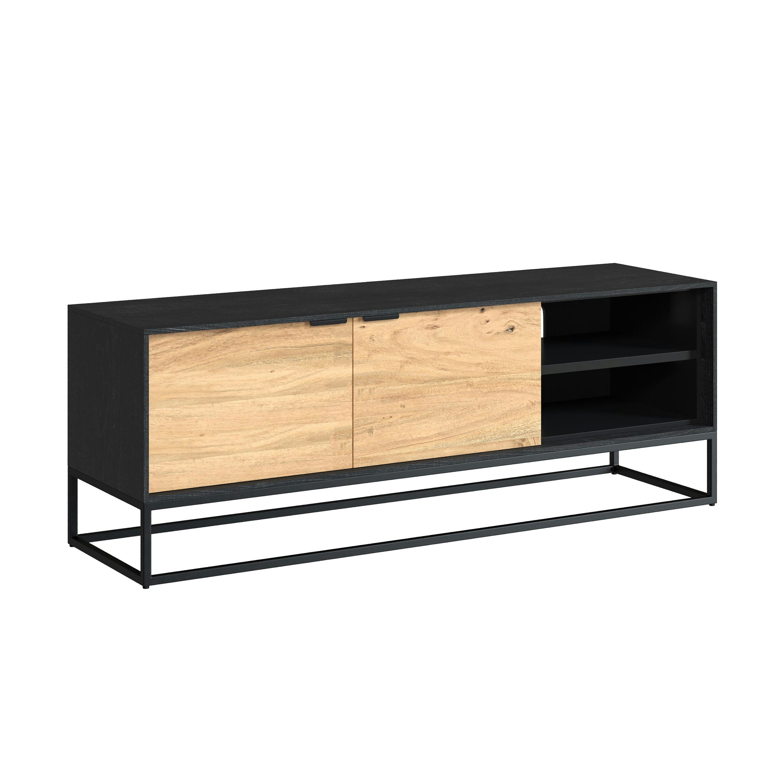 JAKSON - Meuble TV en bois d'acacia et pieds en métal 125 cm