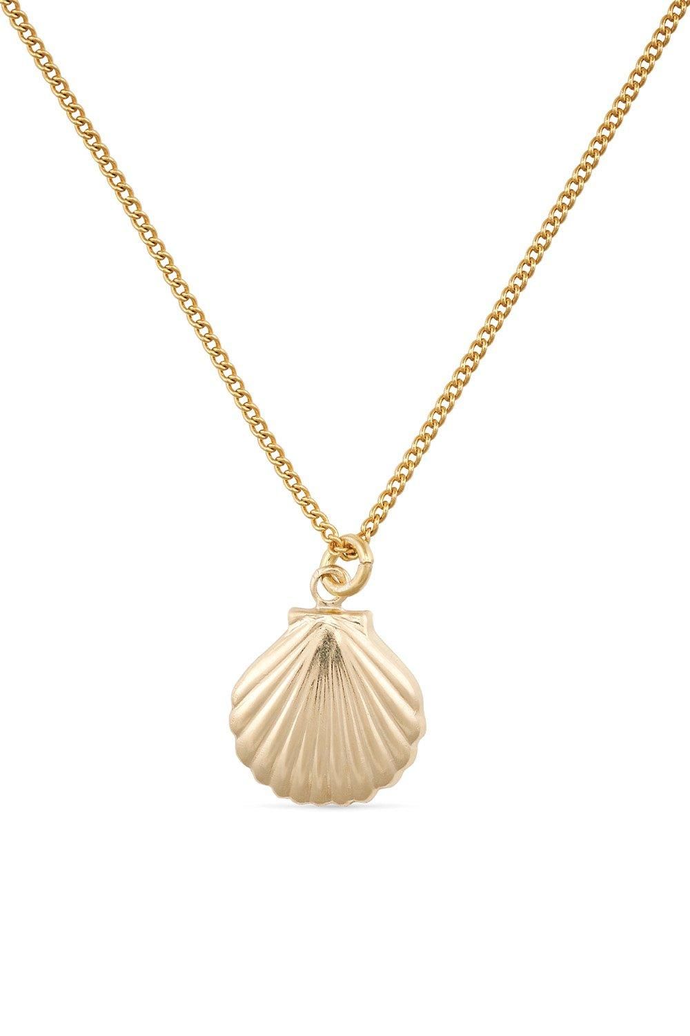 Elk & Bloom Dainty 18K Gold Shell Clam Necklace