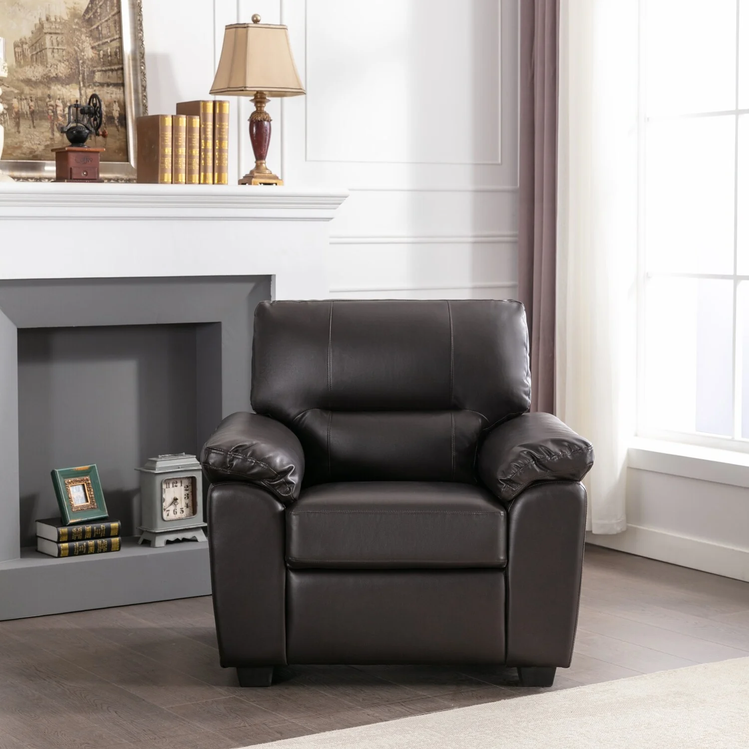 Morden Fort Faux Leather Upholstered Accent Chairs for Living Room