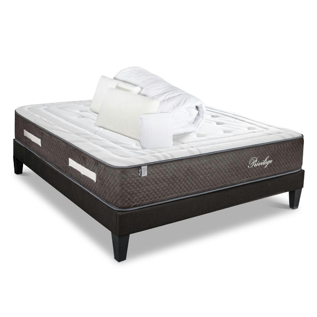 PRIVILEGE - Pack anti punaise  140x190  Matelas + Sommier + Accessoires