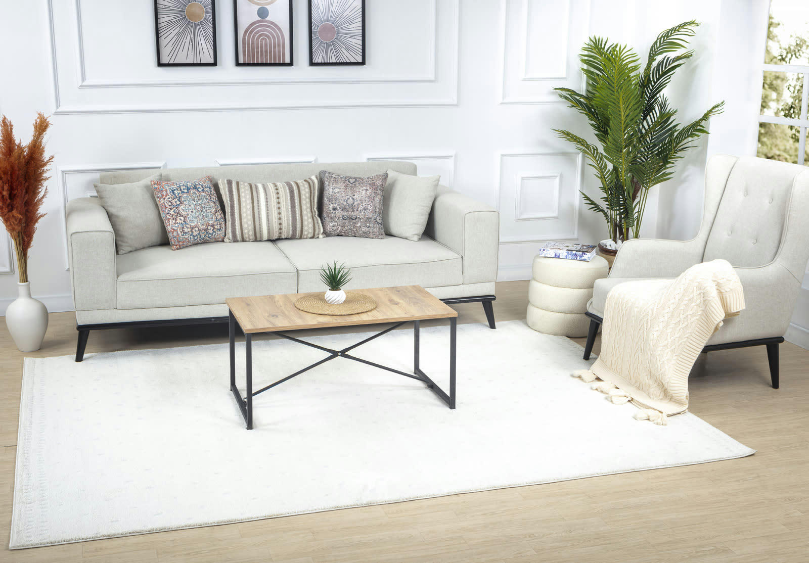 HIKARI - Tapis Scandinave à Pois Ivoire 200x275