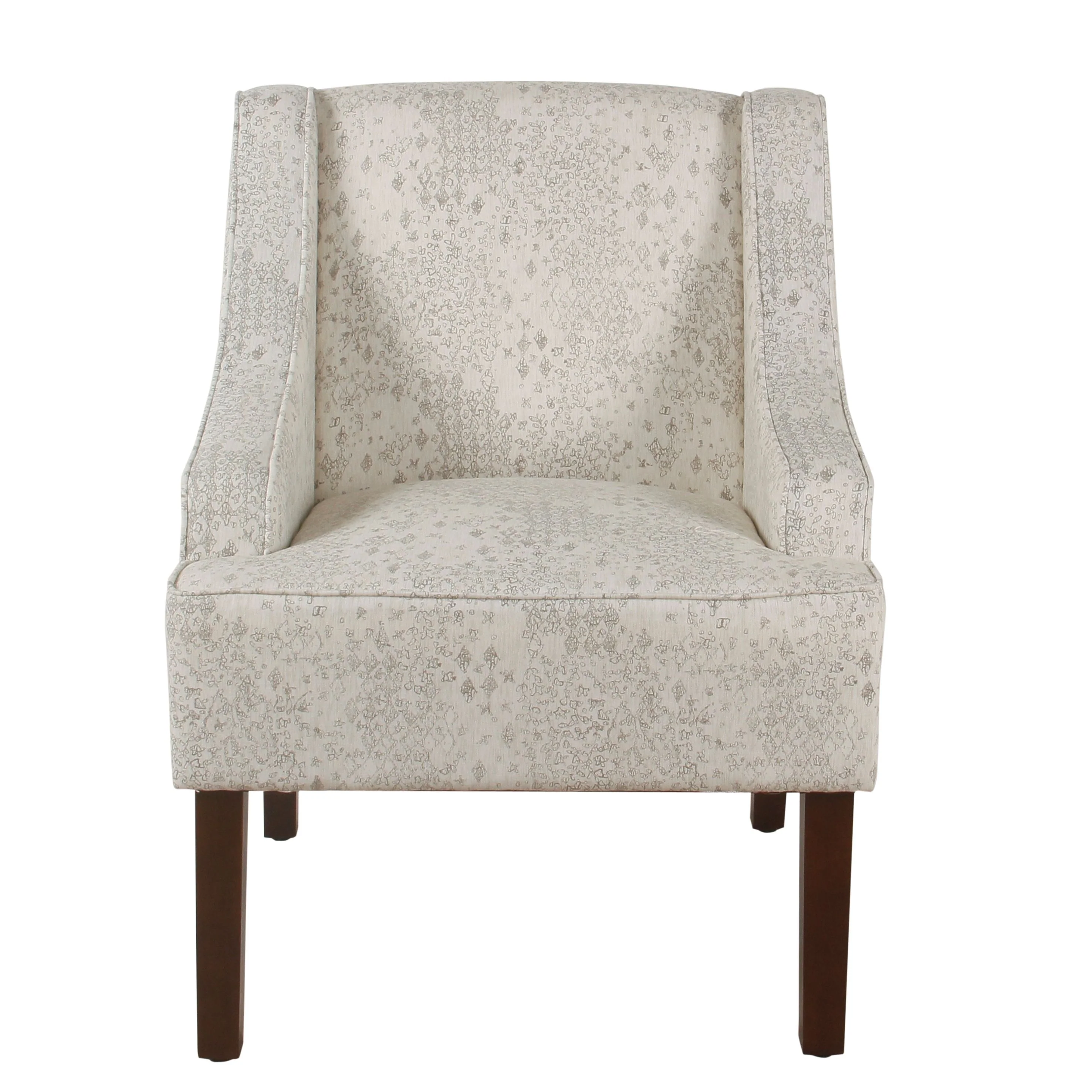 Porch & Den Lyric Swoop Arm Cream/ Gray Vintage Stencil Accent Chair