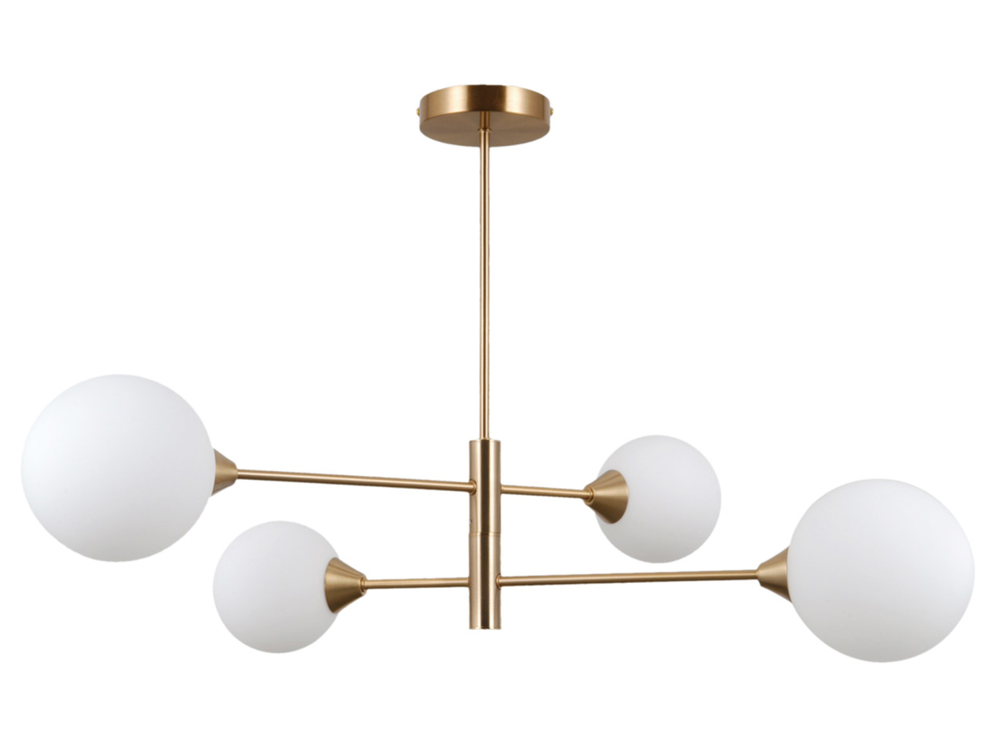 Lampa wisząca Evora 4-punktowa szklana biało-złota