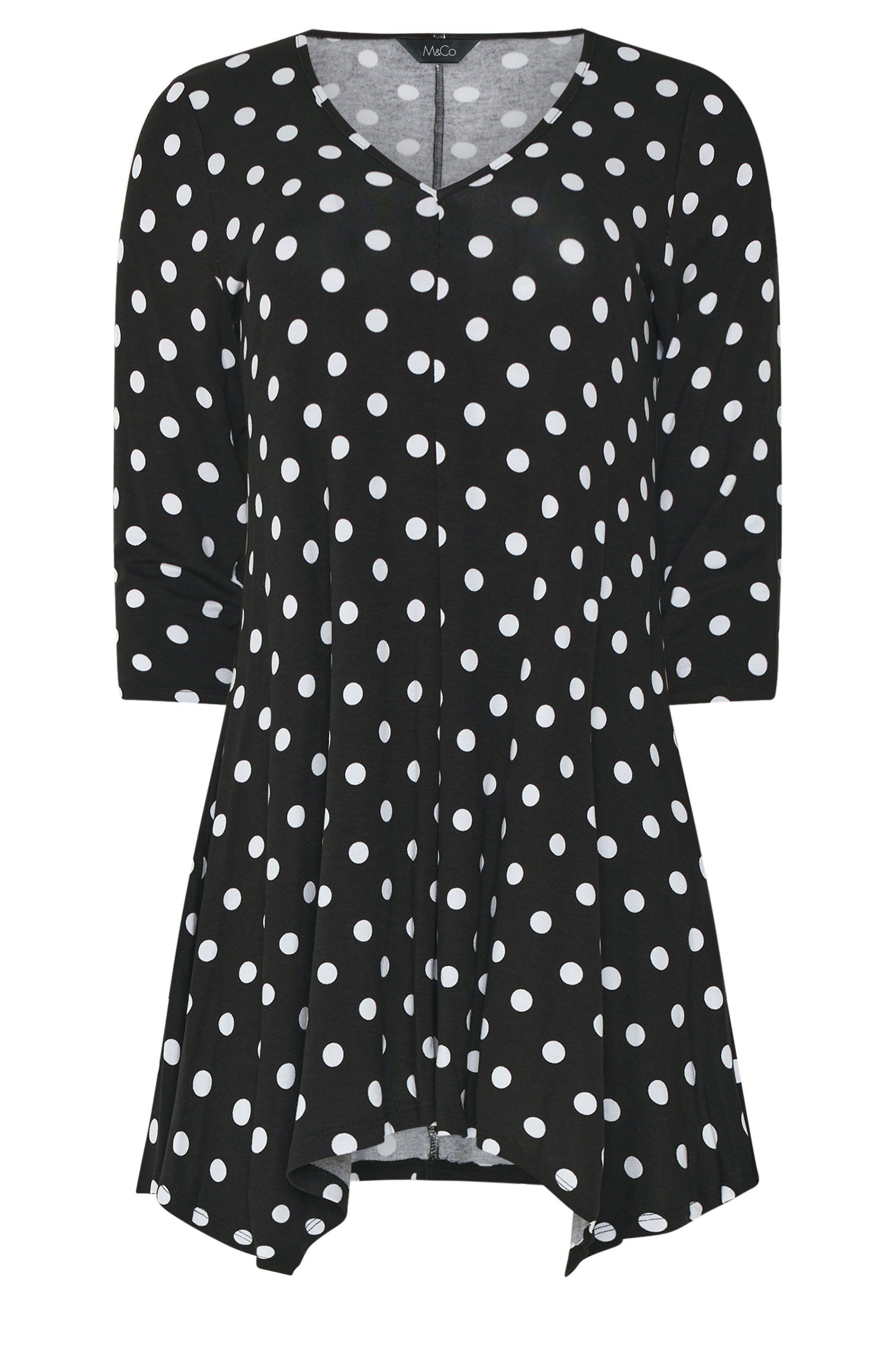 M&Co Polka Dot Hanky Hem Top