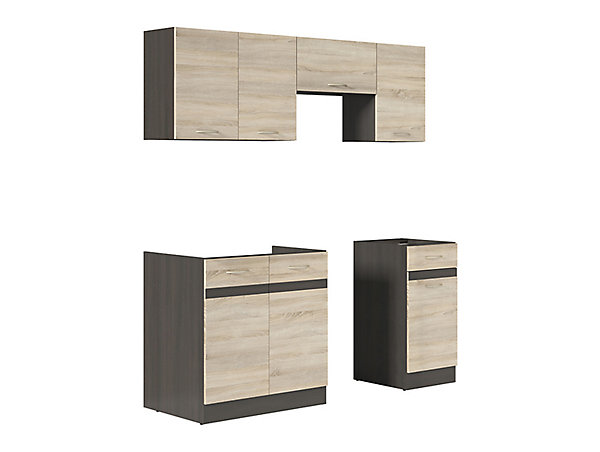Cuisine complète 180 cm,Ensemble de meuble de cuisine coloris chêne Sonoma/Marron, sans plan de travail