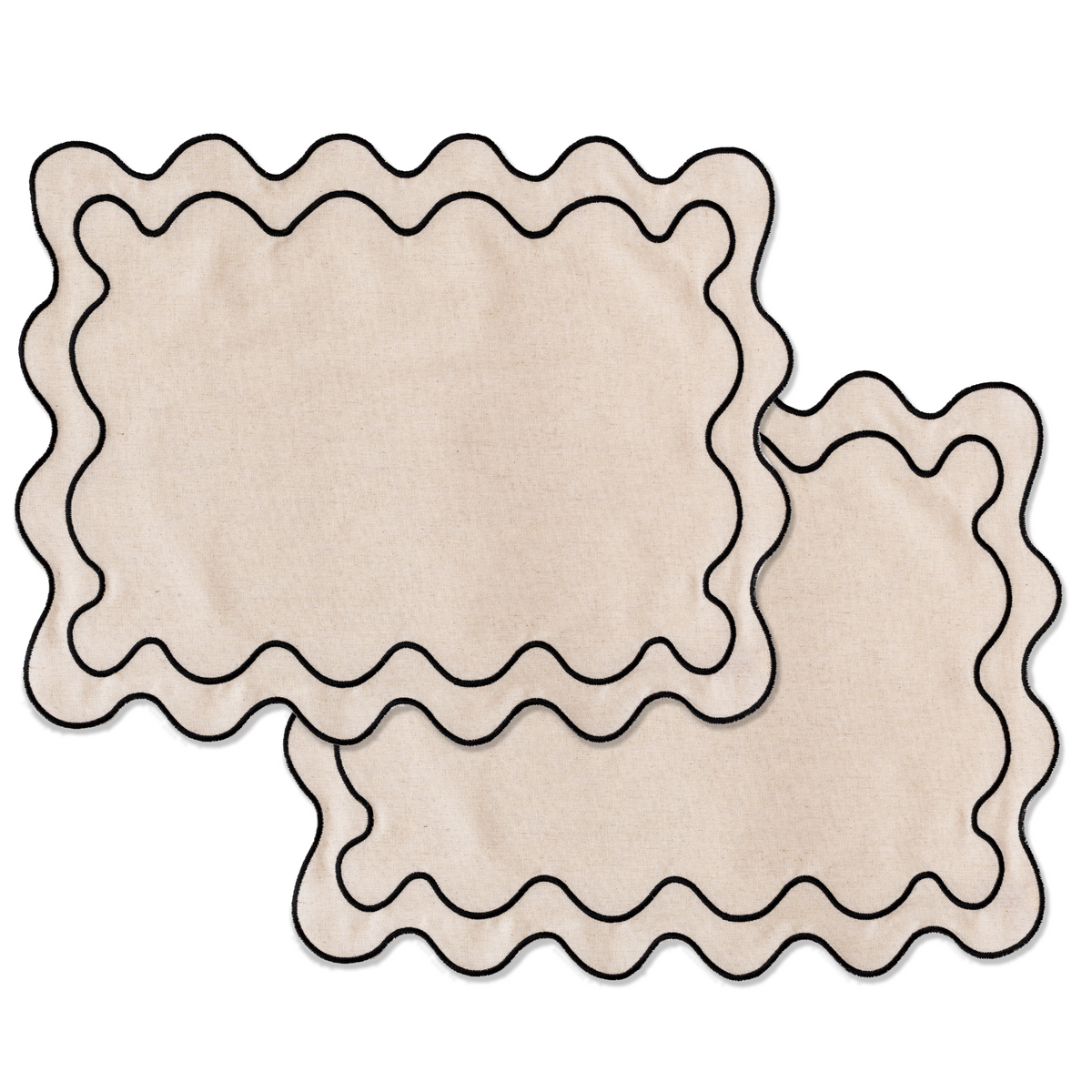 Kulu Club placemats Wavy - linnenmix - beige - set van 2