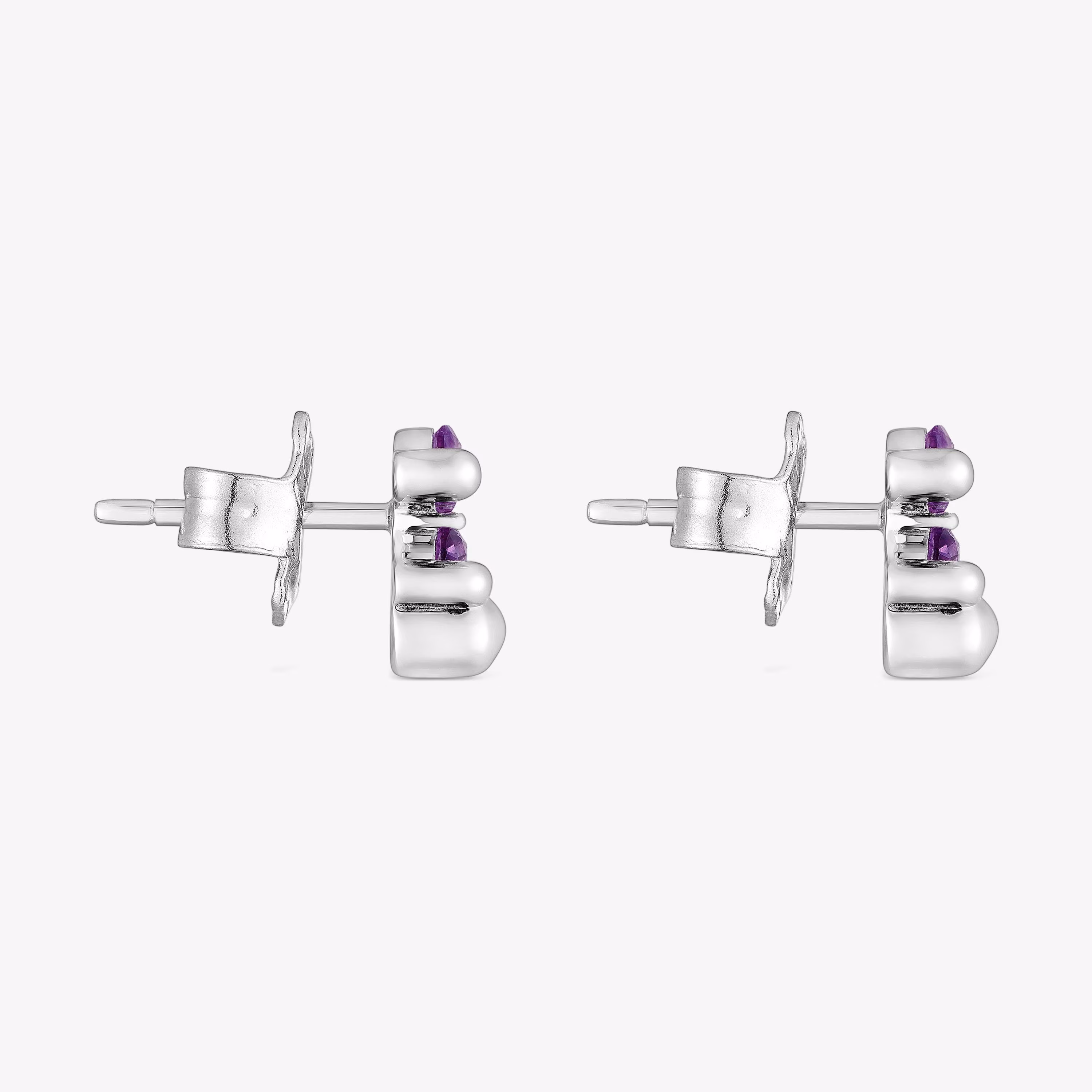 Pendientes motivo oso de plata y zafiro lila creado en laboratorio 8 mm Color Bear LGG