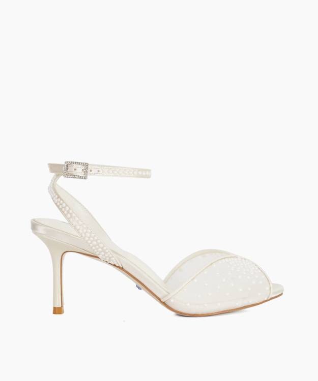 Musings Ivory - Pearl Embellished Bridal Heeled Sandals
