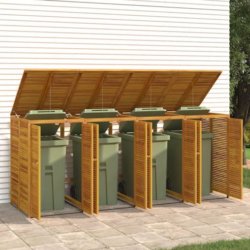 NNEVL Quadruple Garbage Bin Shed 280x89x117 cm Solid Wood Acacia