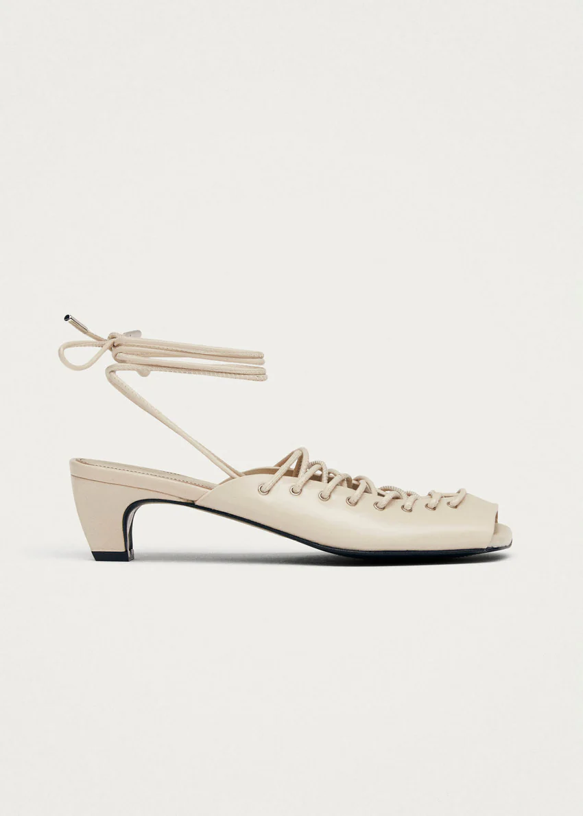 Angelica Cream Leather Sandals