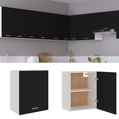 NNEVL Hanging Cabinet Black 50x31x60 cm Chipboard