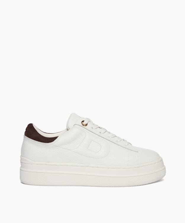 Eden White - Flatform Lace-Up Trainers