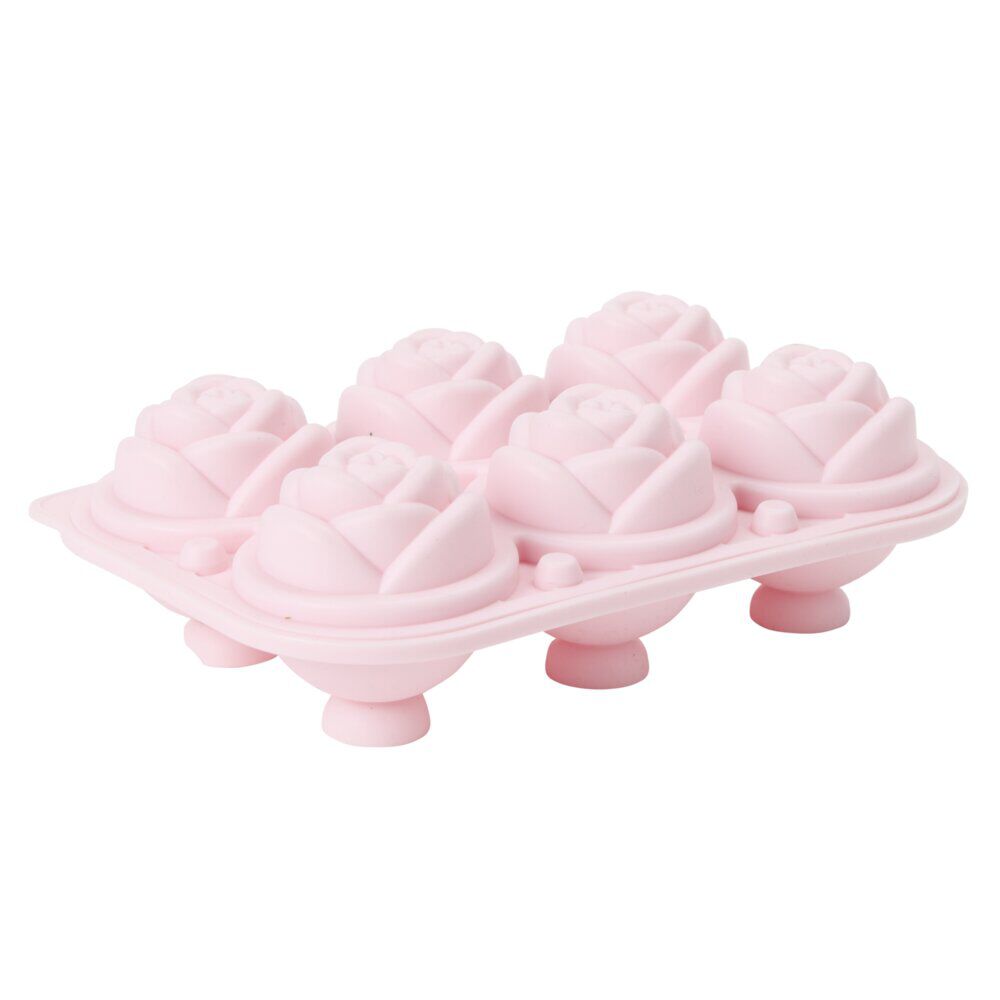 Moule à glaçon x6 forme fleur silicone rose 12,5x18cm