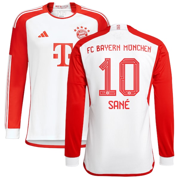Leroy Sané Bayern Munich adidas 2023/24 Home Replica Long Sleeve Jersey - White