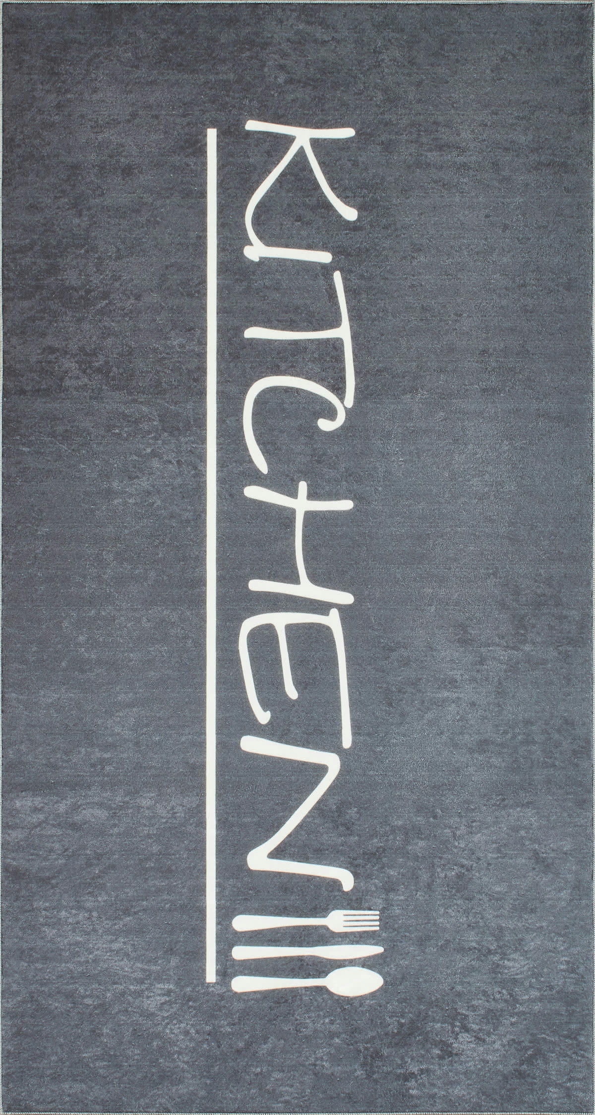 KITCHEN - Tapis de cuisine anthracite motif kitchen 80x150