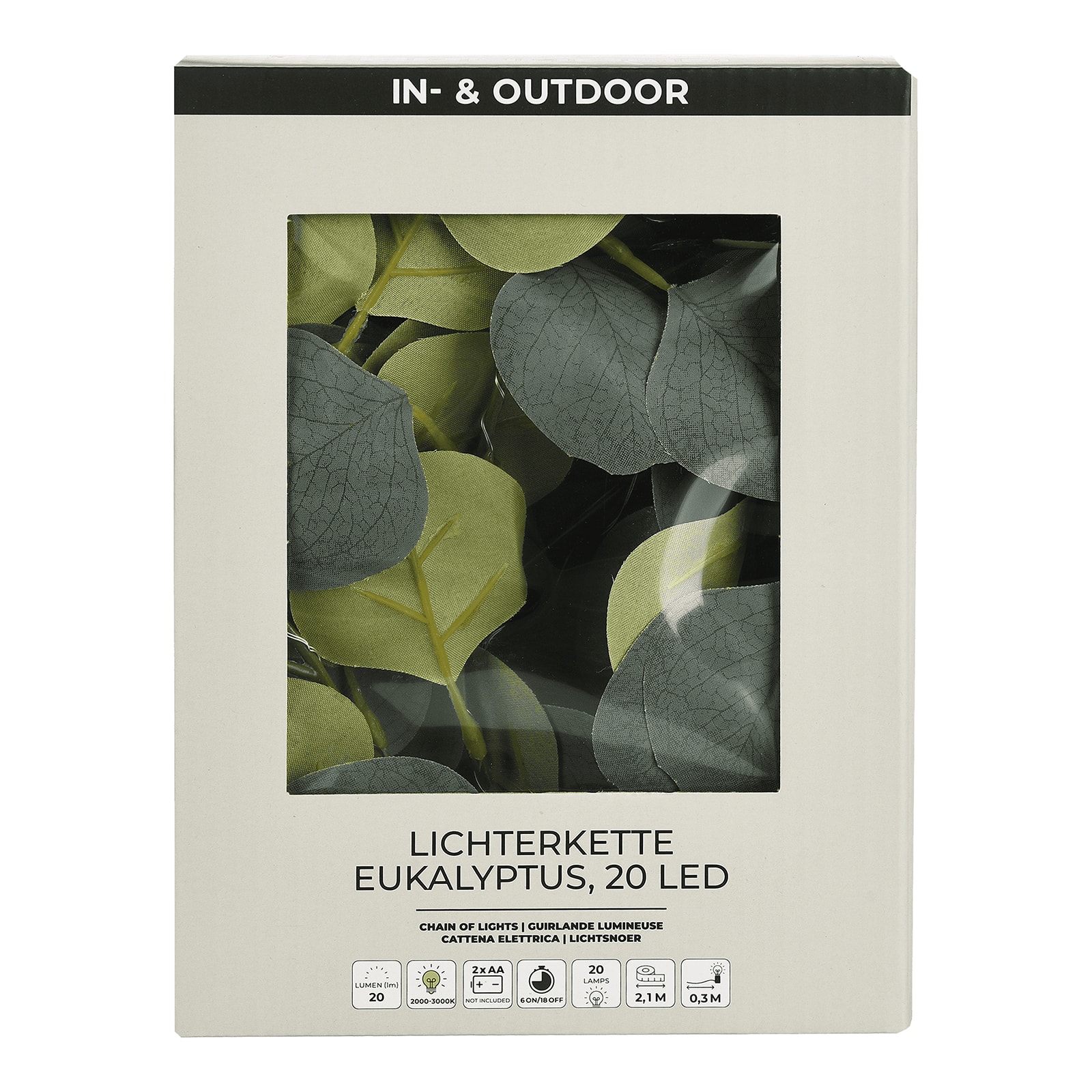 Outdoor-Lichterkette Eukalyptus Grün,L 2.200 mm