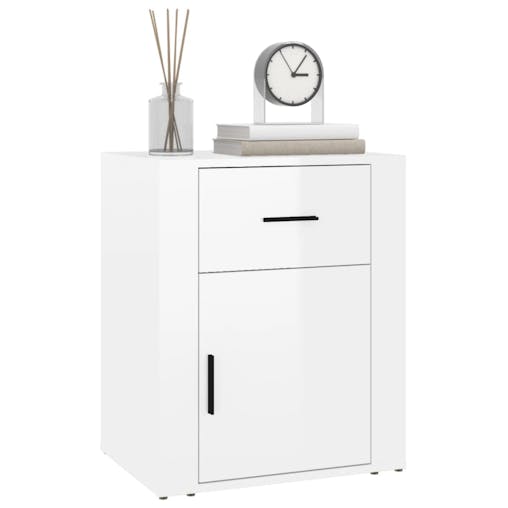 NNEVL Bedside Cabinet High Gloss White 50x36x60 cm Engineered Wood