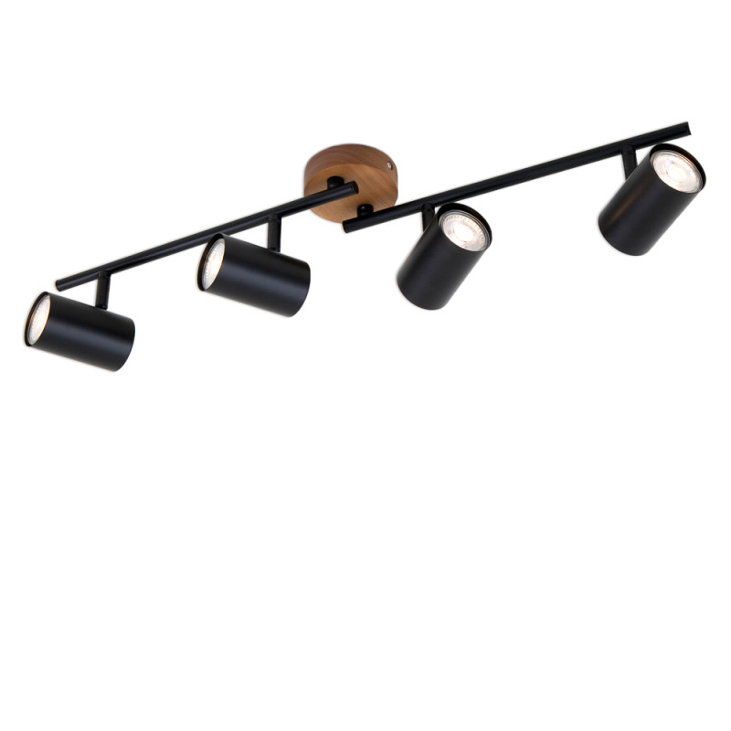 Spot Foco avec base en bois noir GU10 4 x 9 W BRILONER