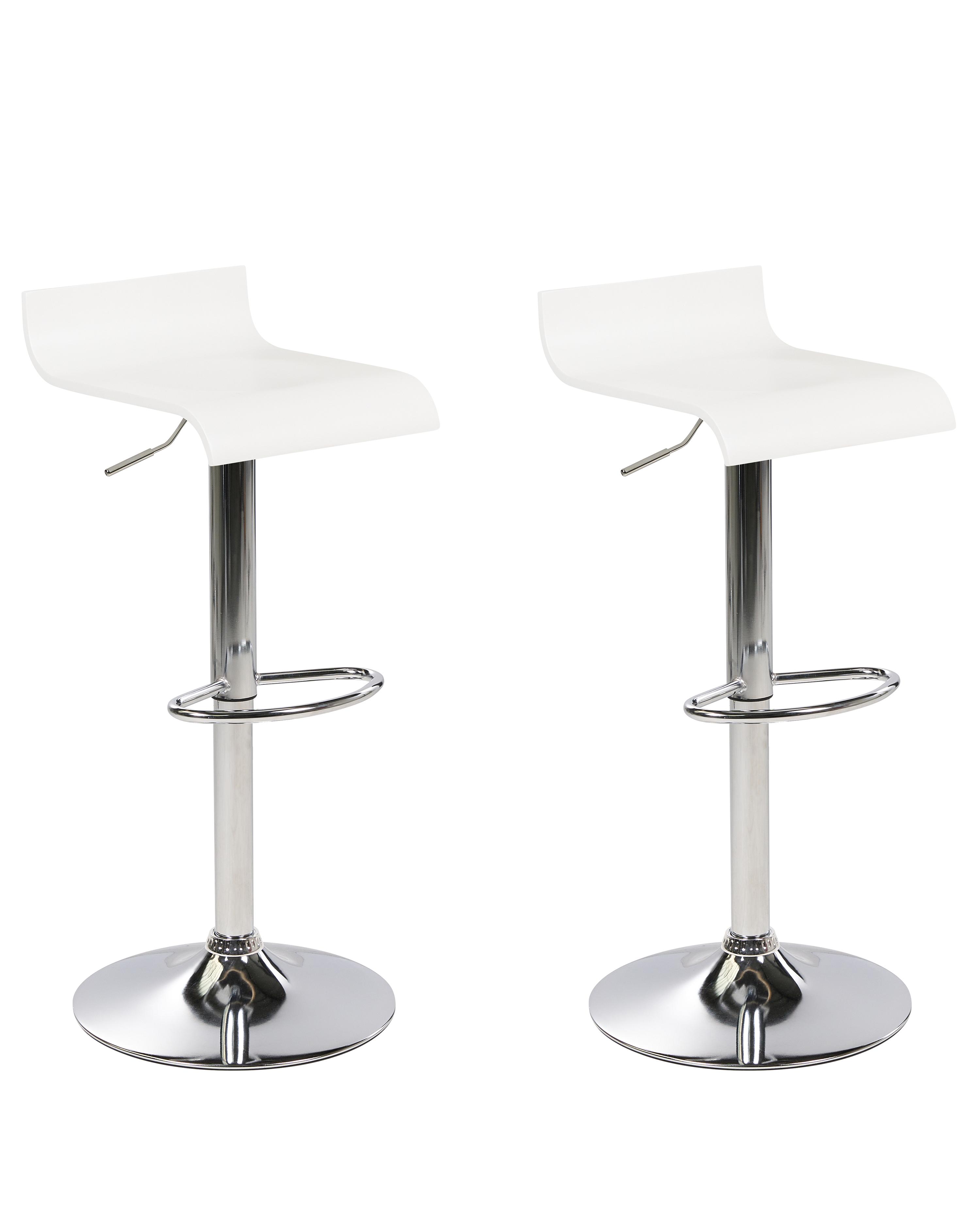 Set of 2 Bar Chairs VALENCIA Swivel White