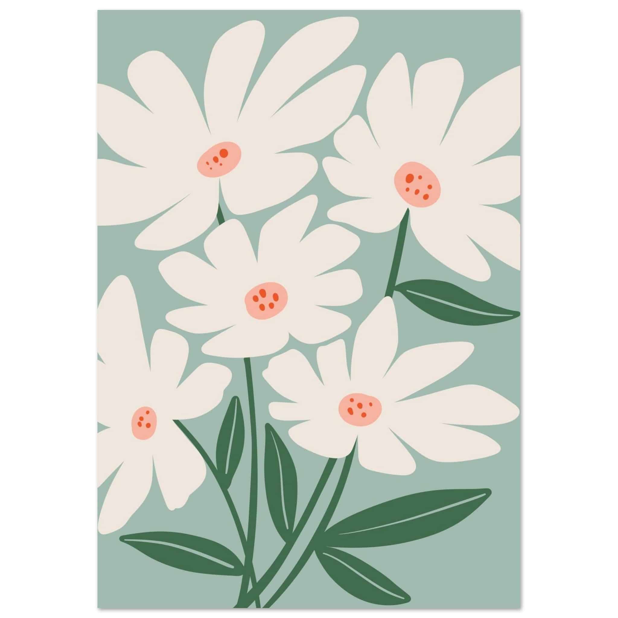 Artfulprints Poster Boho – Joyful petals  - A4 21x29.7 cm - Wit
