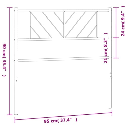 NNEVL Metal Headboard Black 90 cm