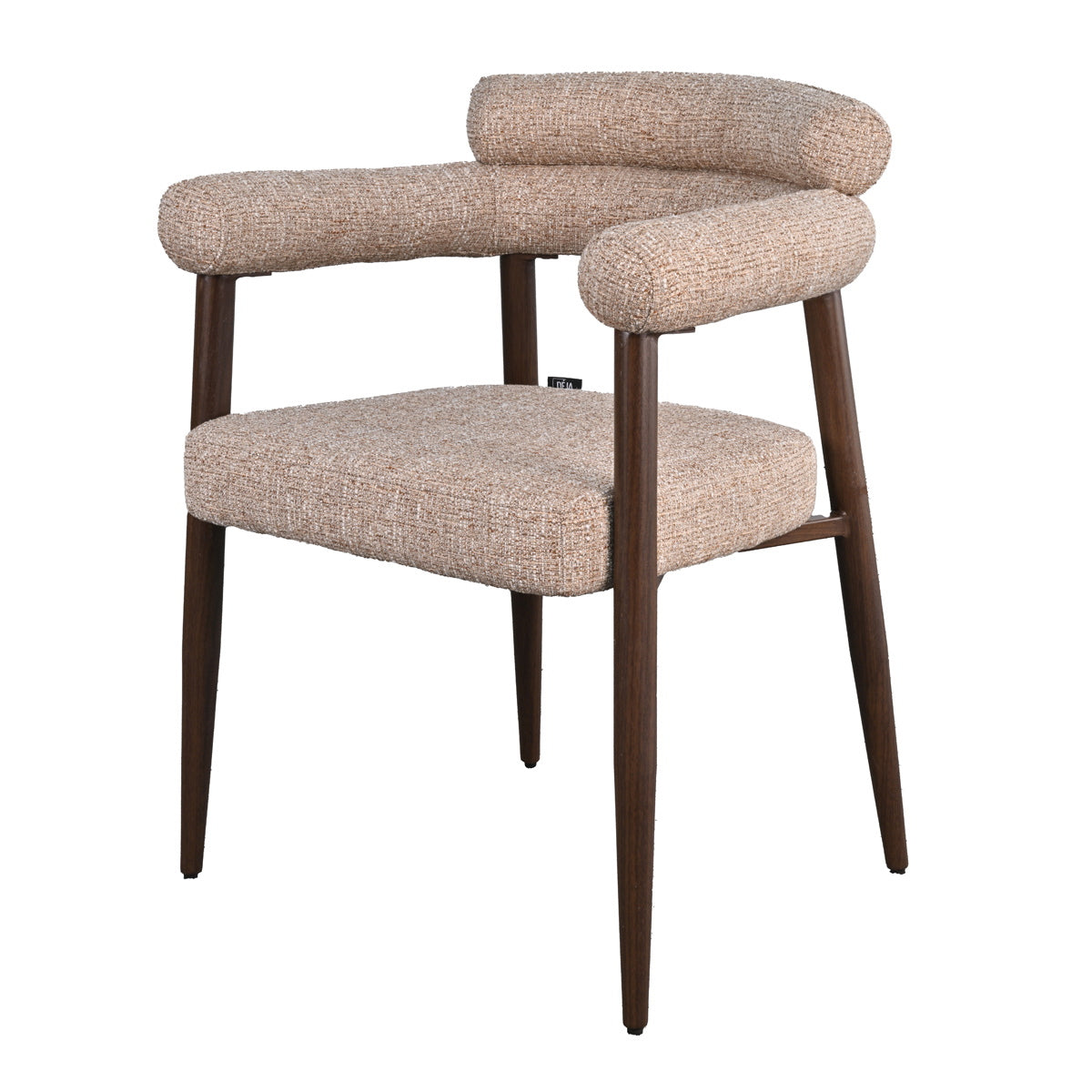 DÉJA Living Eetkamerstoel Lidingö - Taupe/Walnoot Stof - Set van 2