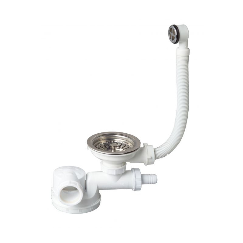 Siphon pour évier à 1 bac avec bonde panier Ø 90 mm INVENTIV