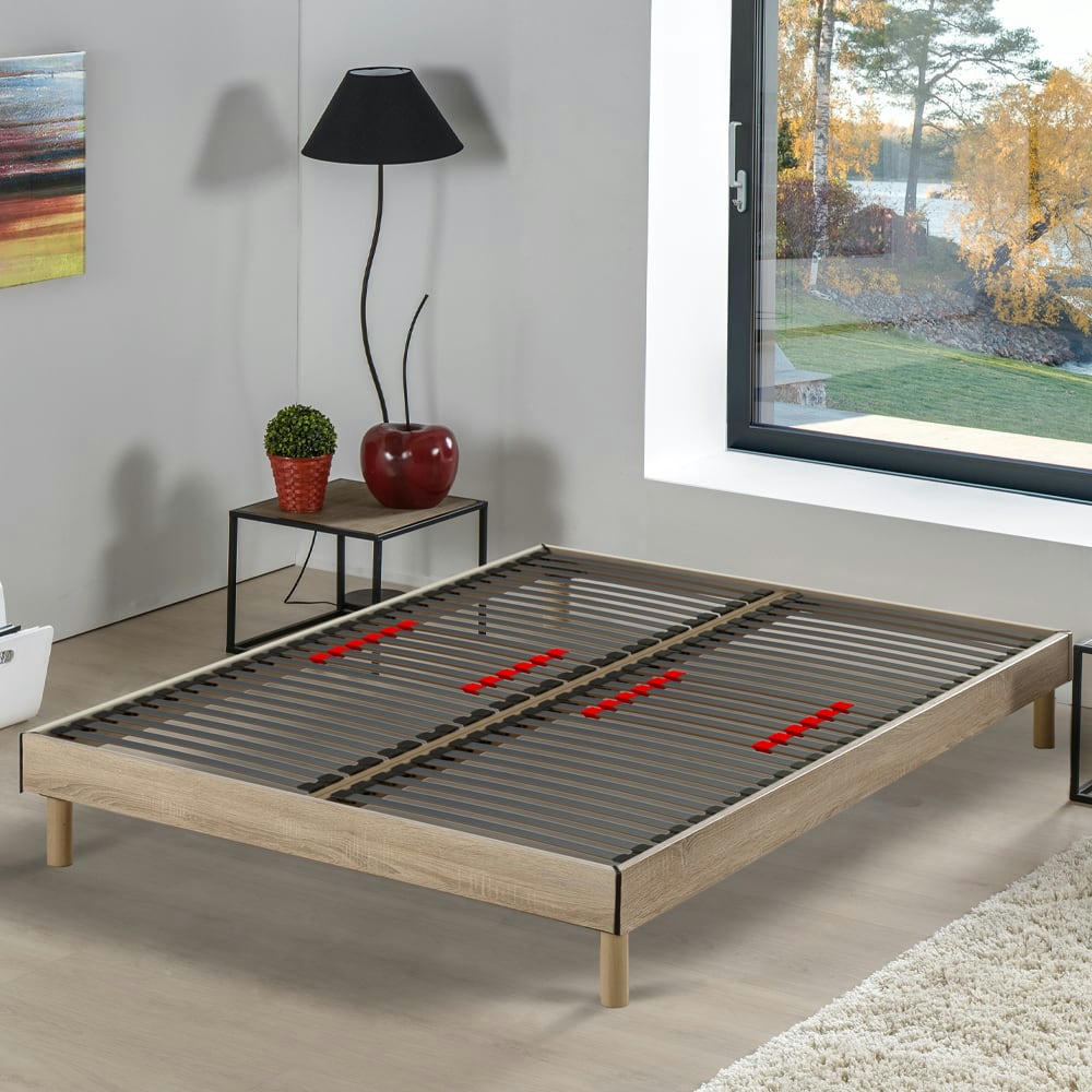 PRODIGE - Sommier avec curseurs réglables Chêne Clair 90x190 cm