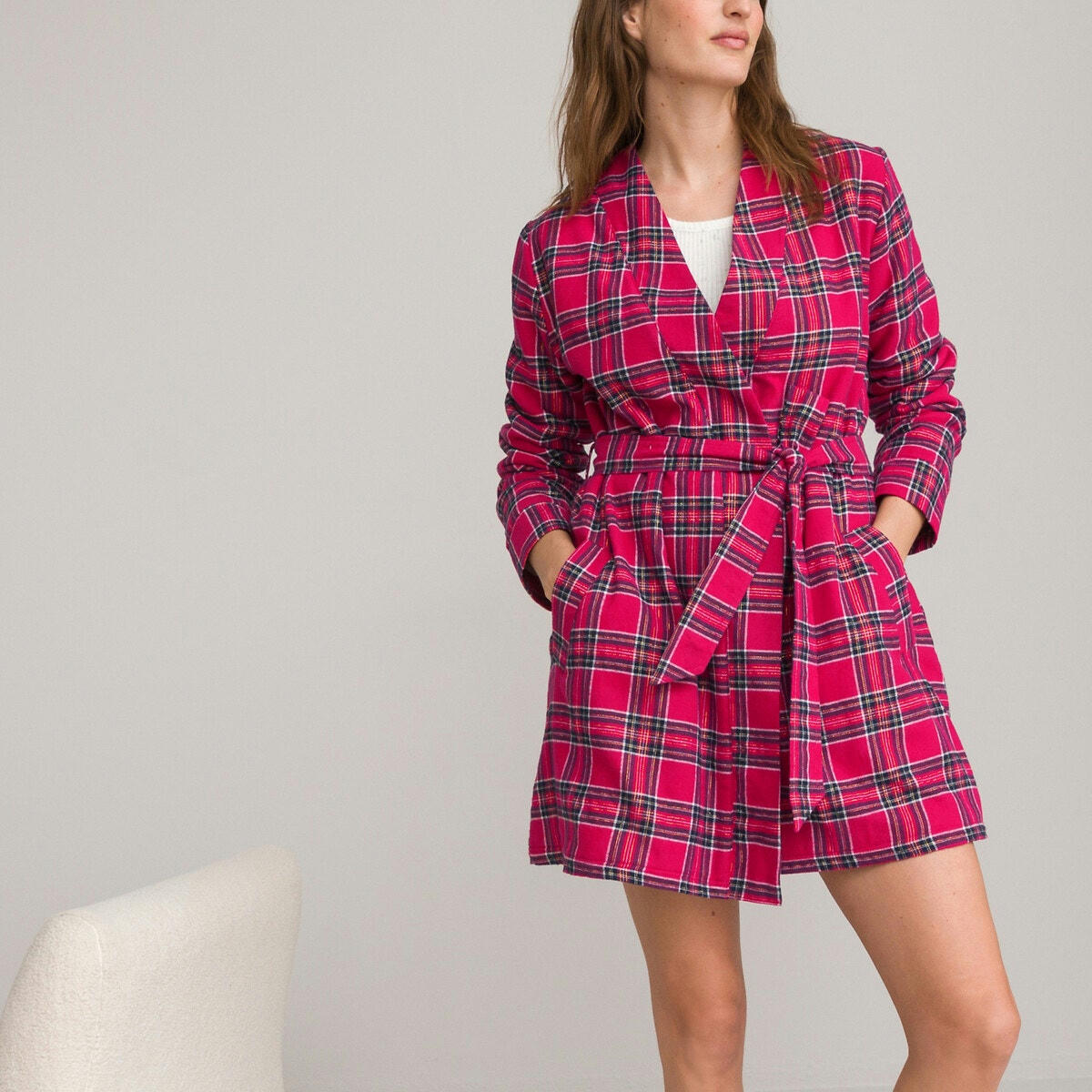 Robe de chambre à carreaux, doublée polaire