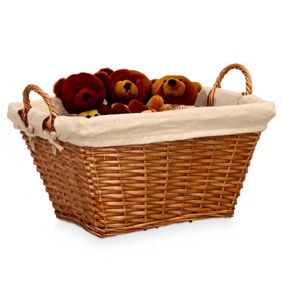 Rieten opberg mand - gevlochten riet - bruin - 52 x 35 x 30 cm