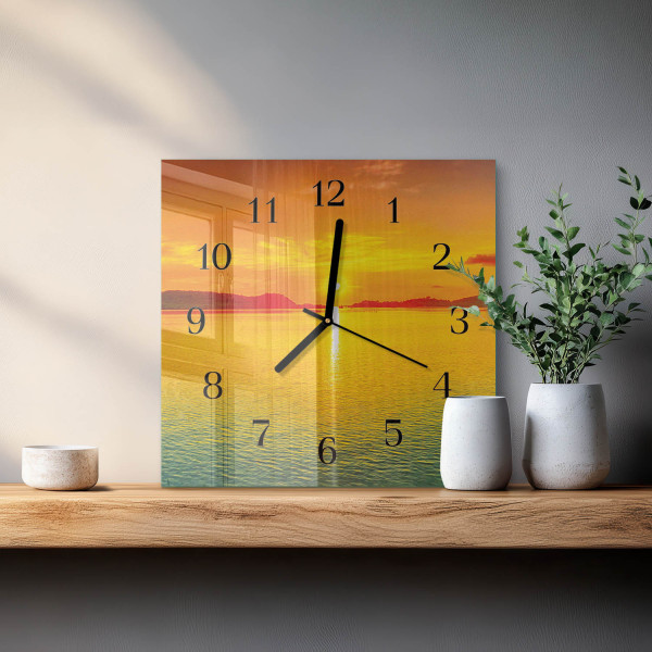 Nowoczesny zegar 30x30 Zachód Słońca design na ścianę