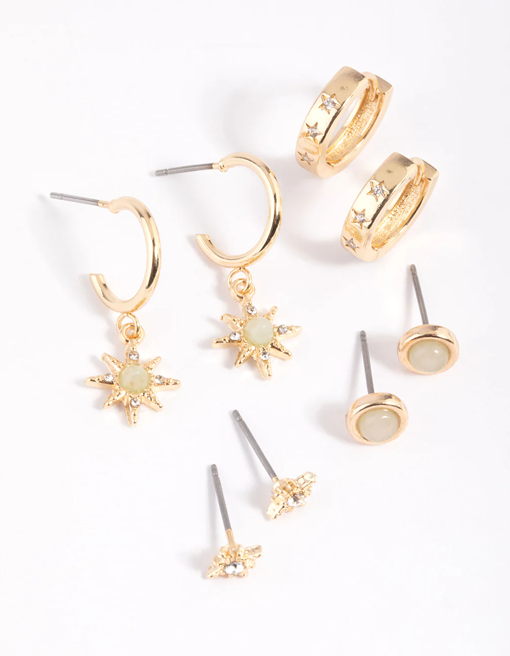 Green Fluorite Star Earring Stack Pack
