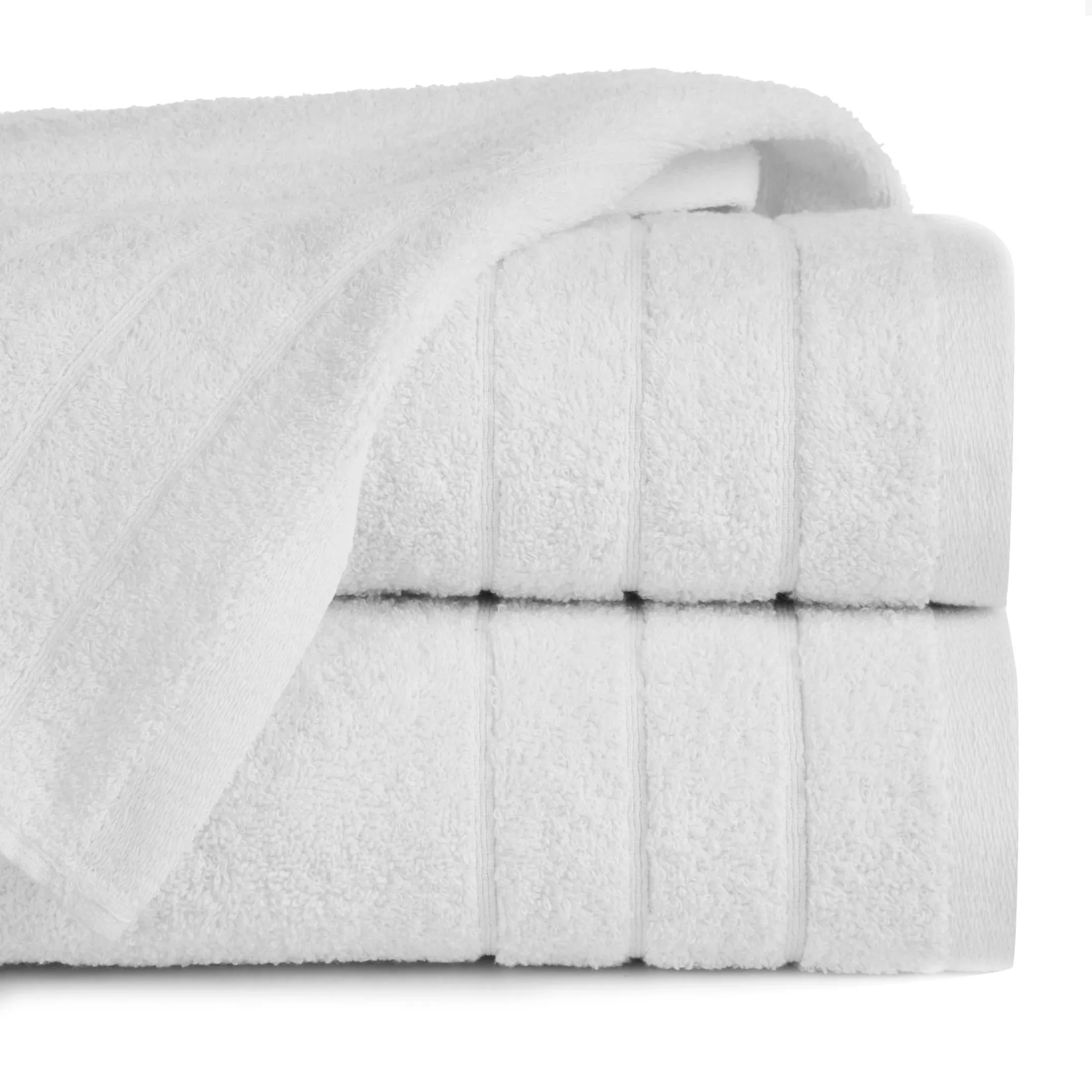 Ręcznik do rąk 30x50 cm bawełniany kolor biały z bordiurą w formie trzech tkanych paseczków 500 g/m2 RENI