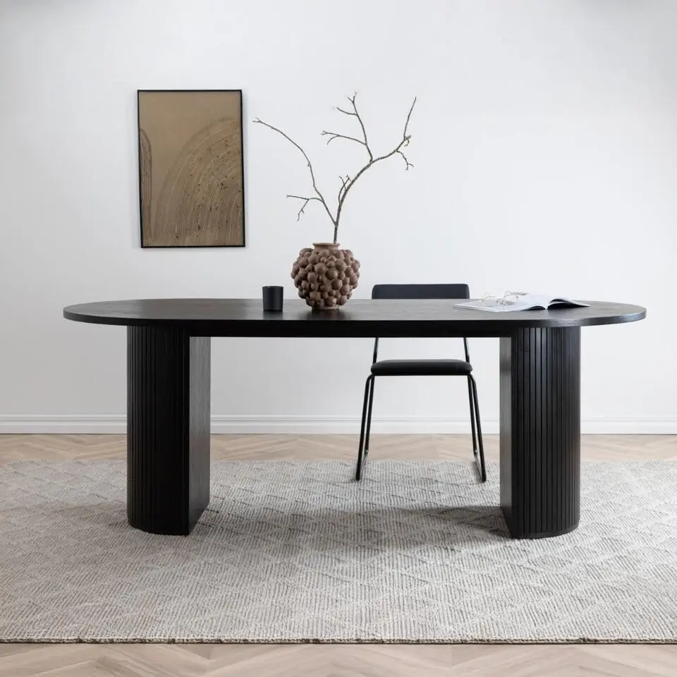 Eettafel Ovaal Zwart 200cm - Fineer - Scandinavisch