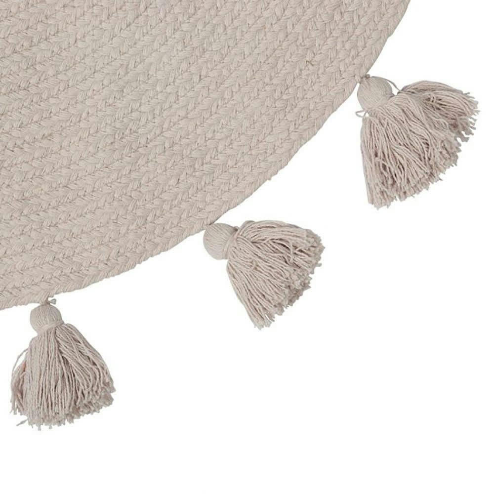 - Tapis rond pompons gris coton D90cm