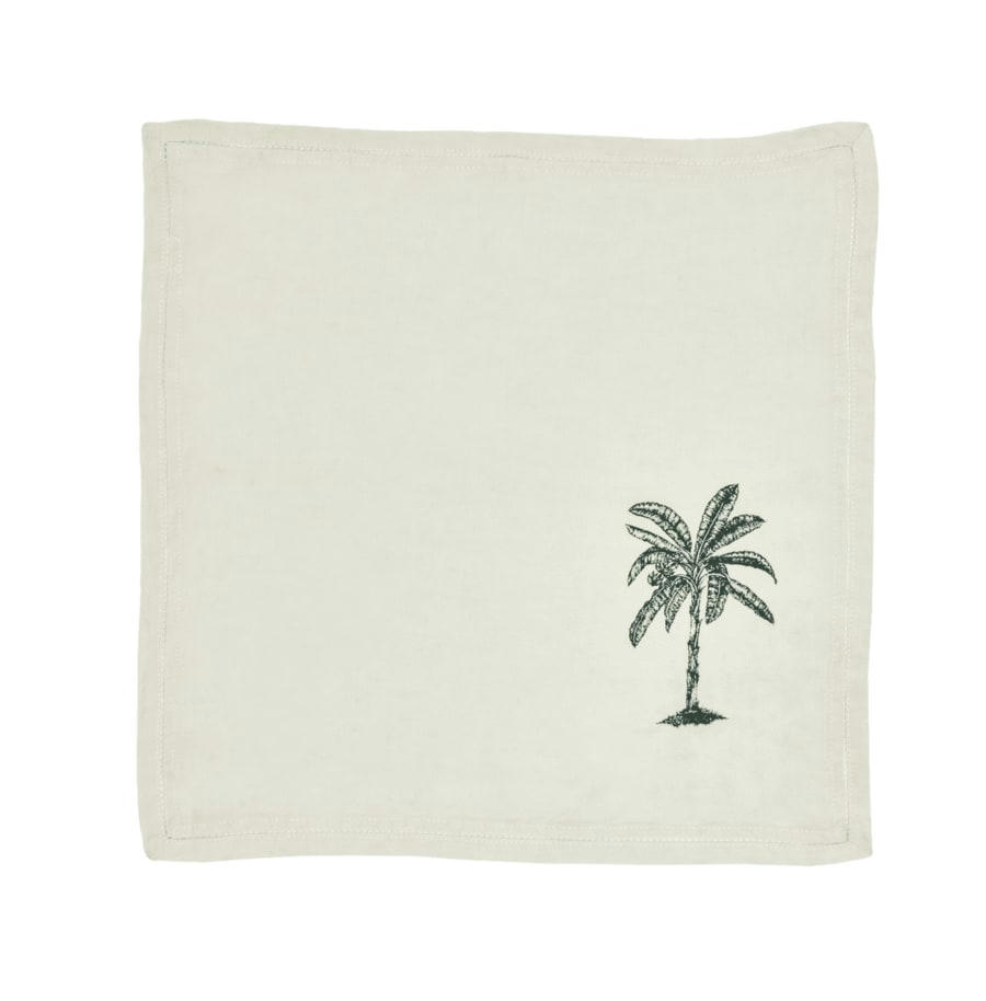 BASES DE LA TABLE - Serviette de table  Lin pur lavé Palm Blanc Vert 45x45