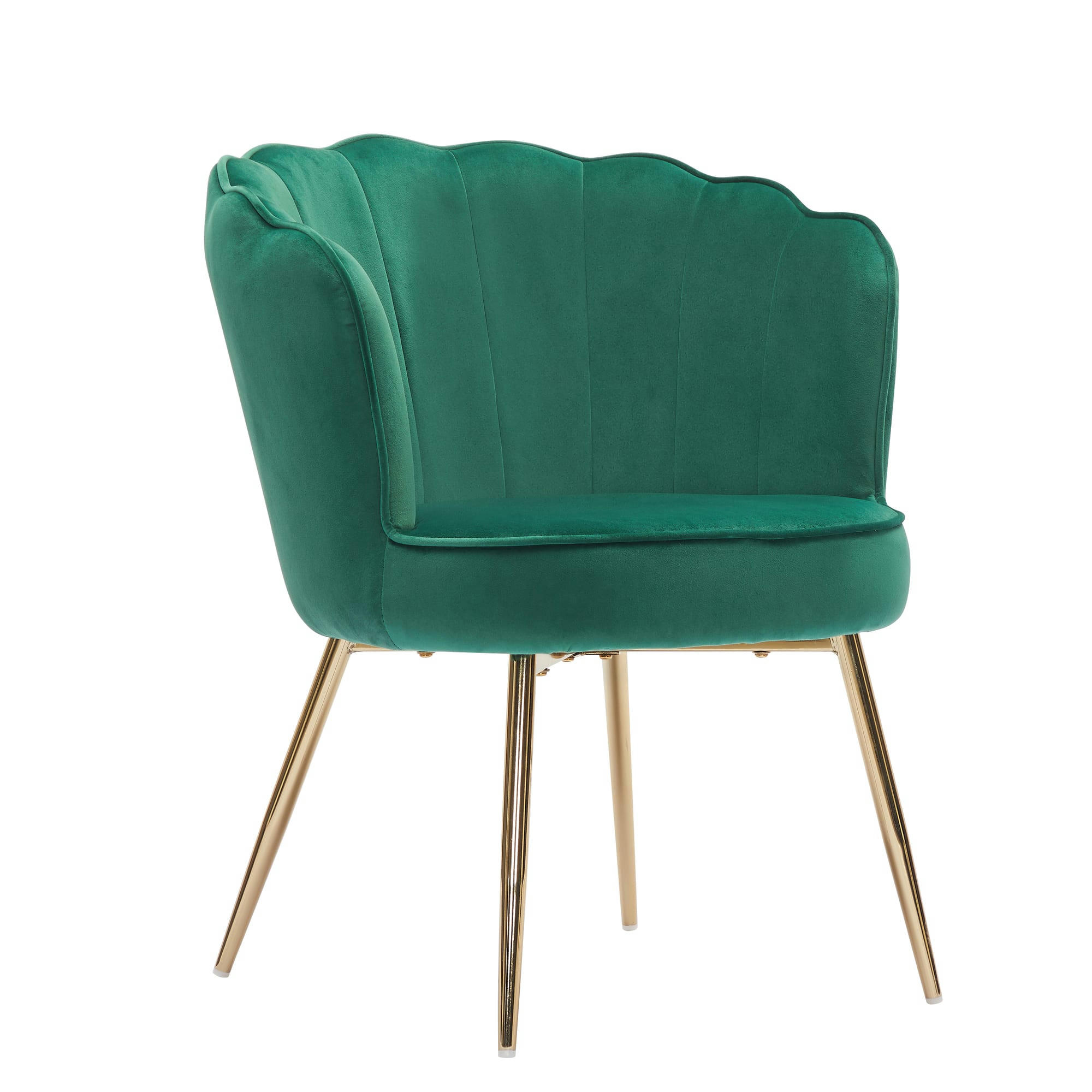 CALLISTA - Fauteuil  en velours vert sapin avec pieds doré